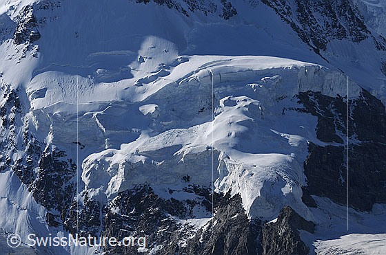 Foto: Gletscherbalkon am Liskamm.