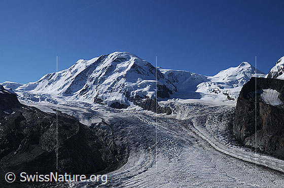 Foto: Liskamm, Castor, Grenzgletscher und Zwillingsgletscher.