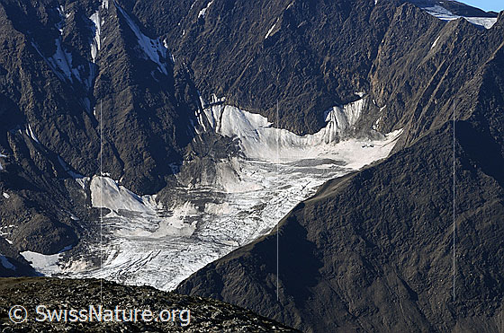 Foto: Blinnengletscher und Fels.