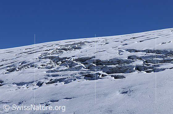 Foto: Gletscherspalten im Rappegletscher.