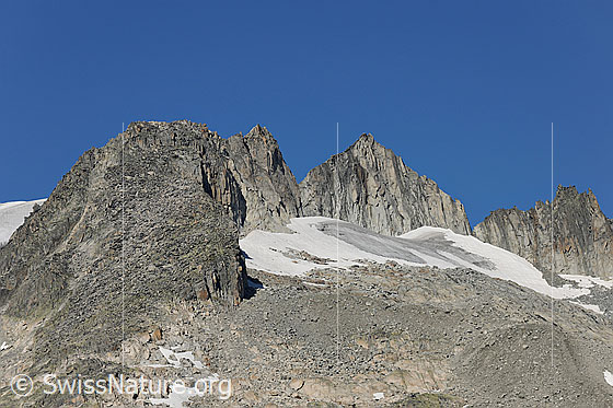 Foto: Sidelenhorn und Gross Furkahorn. Davor die Reste des Sidelengratgletschers (Sidelengrat-W)