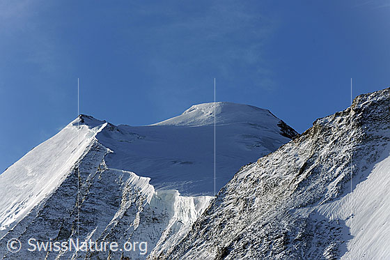 Photo: Bishorn and Turtmann glacier with glacier balcony.