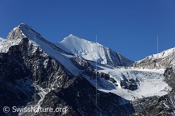 Foto: Brunegghorn, Bishorn, Abberggletscher und Übergang Bruneggjoch.