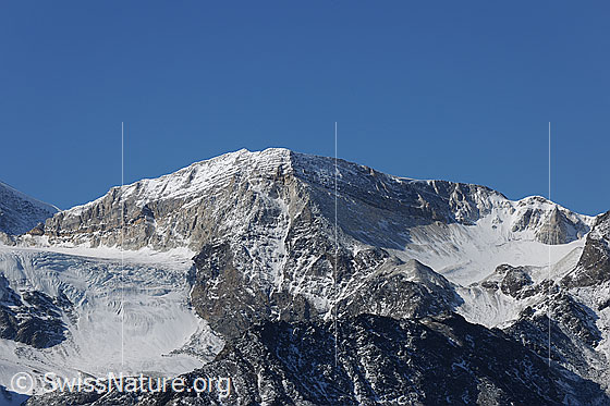 Foto: Schöllihorn
Übergänge: Links das Bruneggjoch, rechts das Schöllijoch.
Gletscher: Links der Abberggletscher, rechts der Schölligletscher.