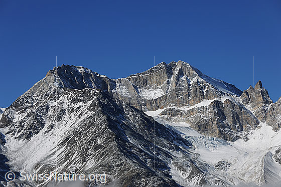 Foto: Inners und Üssers Barrhorn. Rechts der Gässispitz.
Gletscher: Untere Stelligletscher
