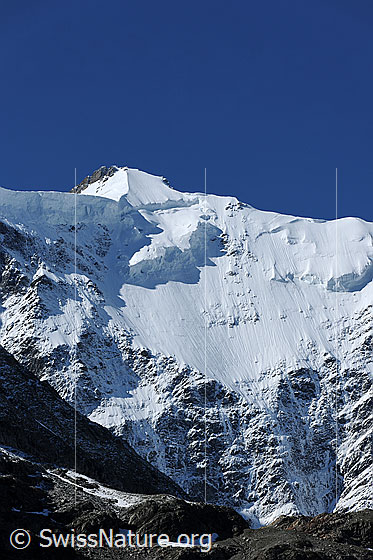 Foto: Gross Fiescherhorn. Nordwand und Hängegletscher.