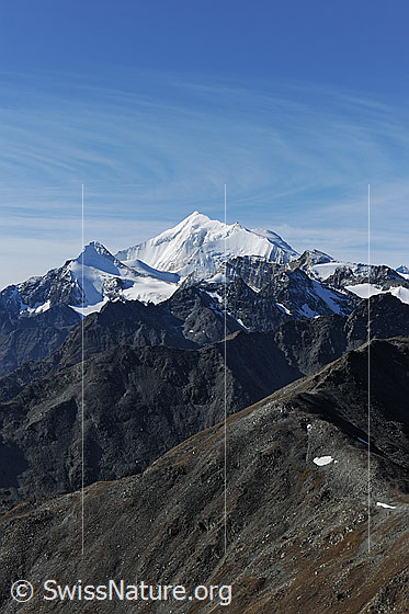 Foto: Blick vom Gipfel des Augstbordhorns zur Weisshorngruppe.
