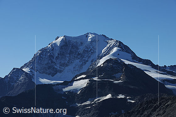 Foto: Fletschhorn (Nordwand) und Rossbodegletscher.