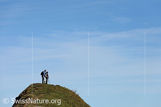 Foto: Nach dem schweisstreibenden Aufstieg geniessen zwei Wanderer die Aussicht vom Gipfel der Sulegg.