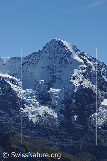 Foto: Mönch Nordwand und Nollen. 
Gletscher: Eigergletscher