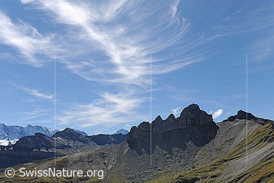 Foto: Felszacken der Lobhörner mit Schattenwurf.