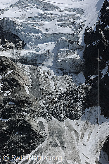 Foto: Gletscherabbruch im Fletschhorngletscher.
