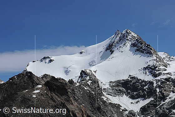 Foto: Fletschhorn.
Blick vom Jegihorn in die steilen Flanken des Fletschhorns.