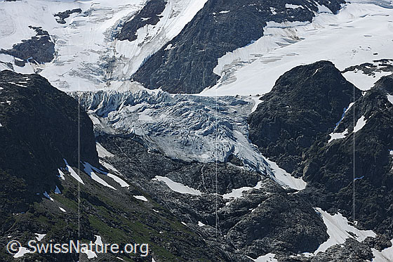 Foto: Abbruch und Zunge des Steingletschers zwischen Tierberg und Bockberg.