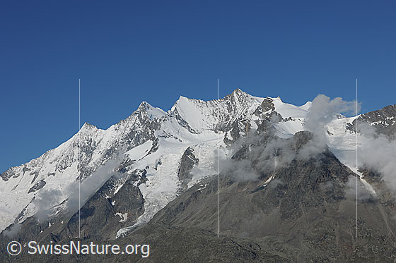 Foto: Mischabel vom Jegihorn: Täschhorn, Dom, Lenzspitze, Nadelhorn, Ulrichshorn, etc.