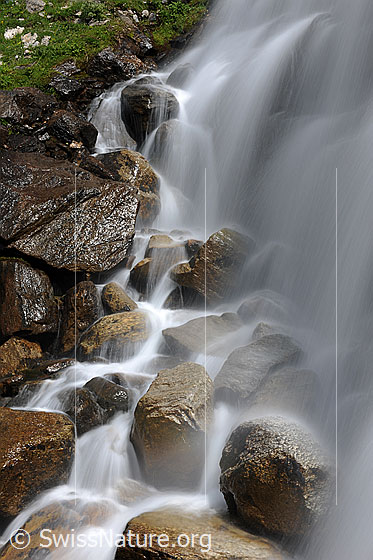 Foto: Feine Wasserstrahlen in einem Wasserfall (Langzeitbelichtung).