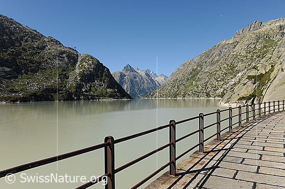 Foto: Auf der Staumauer am Grimselsee.