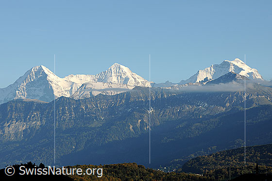 Foto: Schneeberge Eiger, Mönch und Jungfrau.