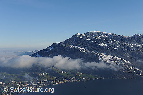 Foto: Rigi vom Bürgenstock. Davor der Vierwaldstättersee und Weggis.