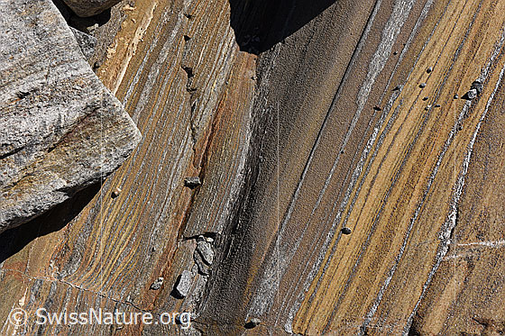 Foto: Strukturen im Gletscherschliff.