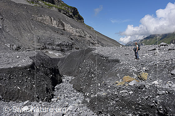 Foto: Östlicher Erosionsgraben im Vorfeld des Gamchigletschers.
