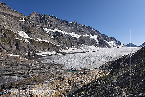 Foto: Zunge des Kanderfirns. Stand Juli 2021.