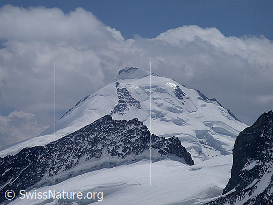 Foto: Blick vom Jungfraujoch zum Aletschhorn.
Im Vordergrund ein Teil des Kranzbergs.