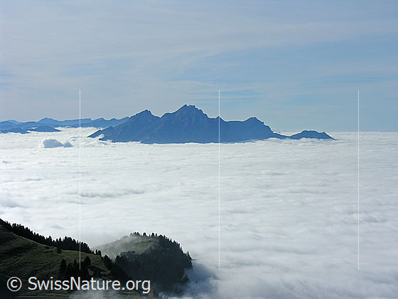 Foto: Blick von Rigi Kulm auf das Nebelmeer über der Zentralschweiz zum Pilatus.