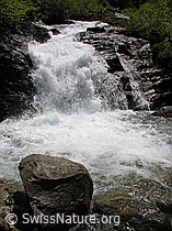 F023676: Wasserfall ergiesst sich schäumend in ein natürliches Becken