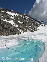 F024262: Bergsee mit auftauender Oberfläche