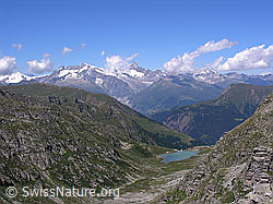 F025830: Blick über das Chummibort mit Staubecken zu den Berner Alpen