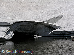 F026016: Schneebrücke über Bergsee