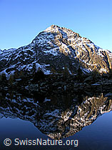 F030524: Bergpyramide mit Spiegelung in dunkelblauem, stillem Bergsee