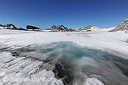F070001: Weite Eisfläche eines zugefrorenen Bergsees
