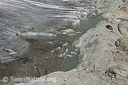 F070954: Rhonegletscher: Gletschereis und Gletschersee