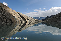 F071678: Muster und Formen im Fels mit Spiegelung im Gruebensee