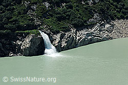 F077284: Wasser fliesst aus Stollen in den See