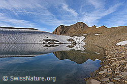 F140508: Spiegelung einer kargen Berglandschaft in Bergsee