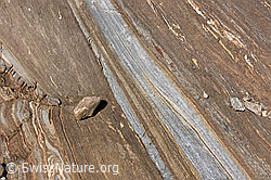 F140877: Stein auf strukturiertem Gletscherschliff