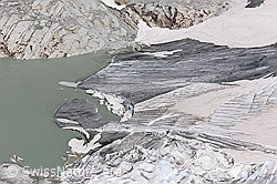 F158895: Rhonegletscher: Proglazialer See, Gletscherzunge und Abdeckungen (Stand 7.2019)